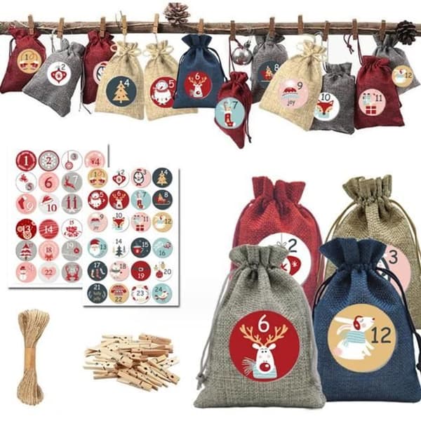 Julekalender - Uspecificeret - 2023 - 24 Stofposer - Juledesigns - Genanvendelig[YJD]
