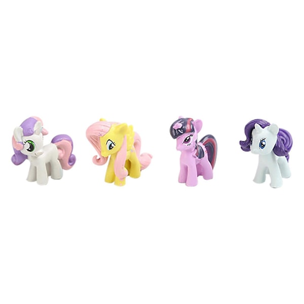 12 stk/sett Søte Ponni Actionfigurer Regnbuehest Unicorn Liten Hest Figurer