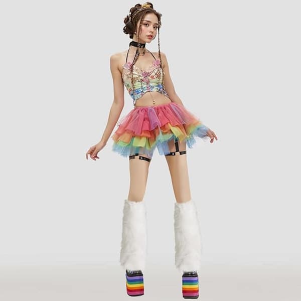 Varme, fluffy strømper til kvinder, termiske leggings til festkjoler [YJD] White