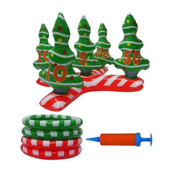 Uppblåsbart ringkastningsspel julgran presenter kastspel julklappsfyllning för trädgården[YJD] With Pump