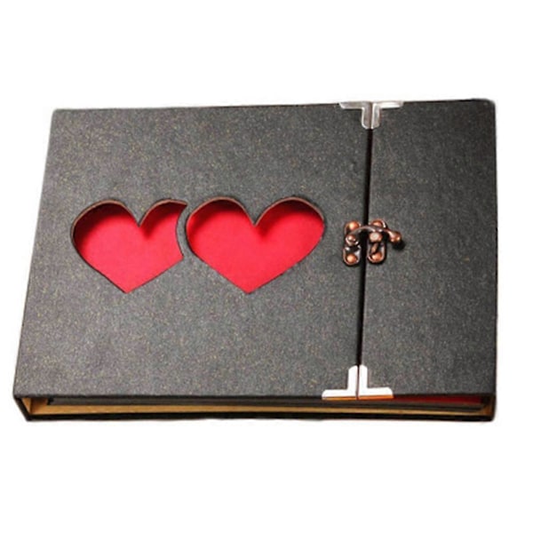 Fotoalbum til å designe selv - Skrapalbum med svarte sider - Fotobok til å lime inn - Bryllup, jul, valentinsdag, bursdag