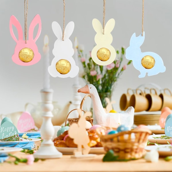 4 Pieces Silicone Mold Easter, Silicone Molds Casting Molds Easter Bunny Pendant, 3D Silicone Casting Mold, Silicone Molds for Casting with String for Crafts, [YJD]