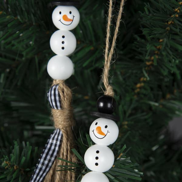 Snemand Træperler Juletema Farverige Træperler Træperlesnor DIY Tilbehør[YJD]