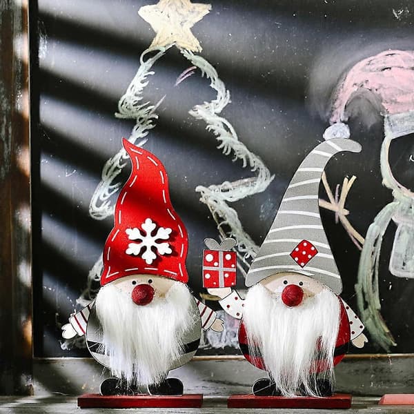 Svenske nisse-juleleker i tre til dukkeornamenter, julepynt til hjemmefest, julegave til barn [YJD] Gray hat