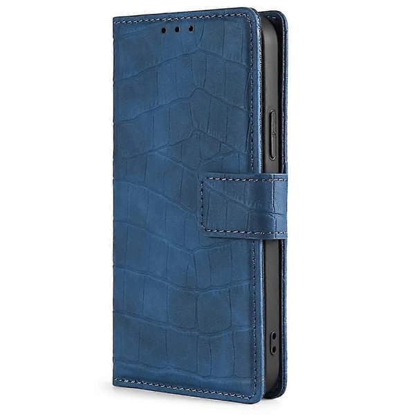 Krokodille-tekstur PU + TPU etui med stativ, blå til din TCL 20 5G/TCL 20L[YJD]