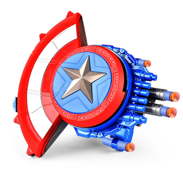 Marvels Avenger Mech Strike Captain Americas Skjold Rollespil Legetøj Med 20 Bløde Kugler Træk Håndtaget For At Udvide, Til Børn Fra 5 År Og Op A1