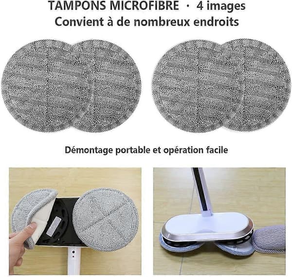 Mikrofiber elektrisk moppbytesdyna (grå 4 delar för modell lämplig för byte med 6 tums diameter moppdyna)[YJD]