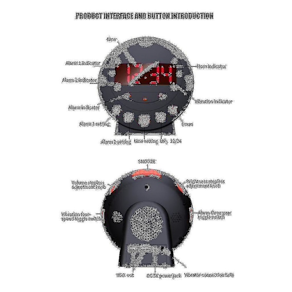 Extra högljudd väckarklocka för tungt sovande - Extra stark vibration med sängvibrator [kk]