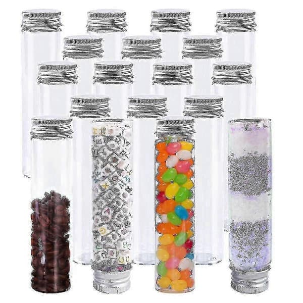 Klara platta plastprovrör 15 st 110 ml med skruvlock för bönor[YJD]
