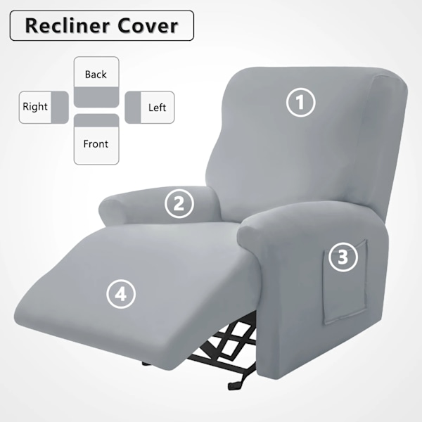 Polyester Stretch Recliner Soffaöverdrag, Tvättad, Märke Ursprung Kina, Heminredning, Artikeltyp Soffa Film Light Grey