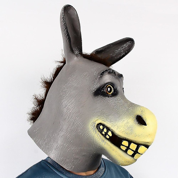 Shrek Æsel Maske Halloween Nyhed Deluxe Kostume Fest Cosplay Latex Dyrehoved Maske Voksen [HK] B