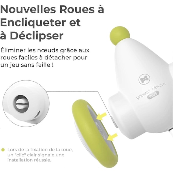 Uppgraderad Wicked Mouse Plus - Interaktiv Kattleksak, Elektrisk Mus Kattleksak för Innekatter med Blinkande LED-lampor, USB-C Uppladdningsbar, 2-Hastigheter [YJD] green