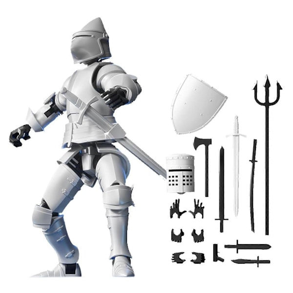 Actionfigur Riddare med Tillbehör Rörliga Leder Magnetisk Medeltida Krigarrobot Modell Leksak [YJD] White