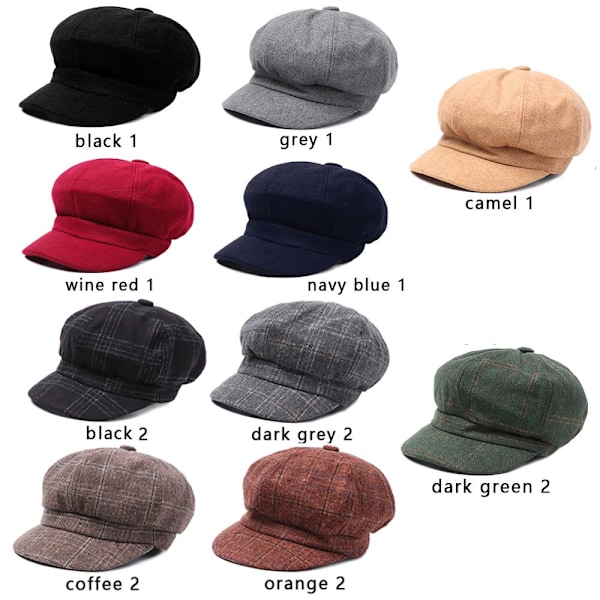 Ottekant Cap Hatte Maler Newsboy Caps Damer Beretter MØRK GRØN [kk] dark green 2