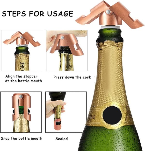 2-delt champagnestopper, rustfrit stål, vakuumpakket prosecco vinflaskeprop[YJD]