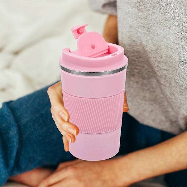 Kreativ Vattenkopp Multifunktionell Kaffekopp Isolerad Vakuumkopp Utomhus Vattenkopp (380ml)[YJD] Pink 15X9CM