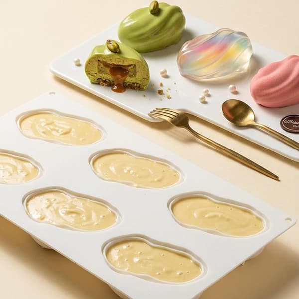 Kageform, 3D Nøddeform Gelépande - 6 Hulrum Kageforme, til Bagning Køkken Hjem Café Restaurant Bageri[YJD] White
