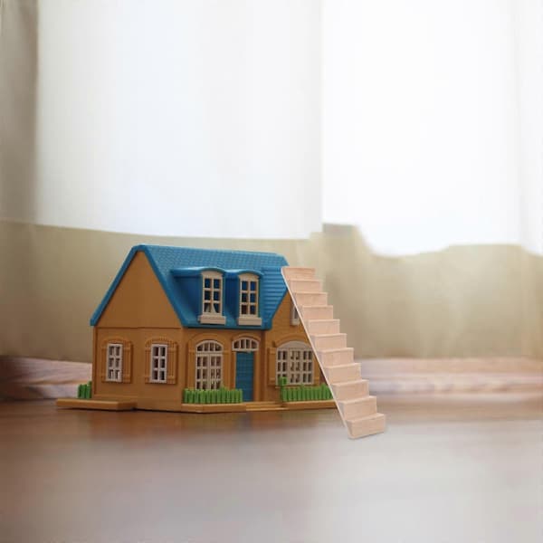 Miniature trætrappe uden gelænder dukkehus trappe 2 stk til dekoration [YJD]