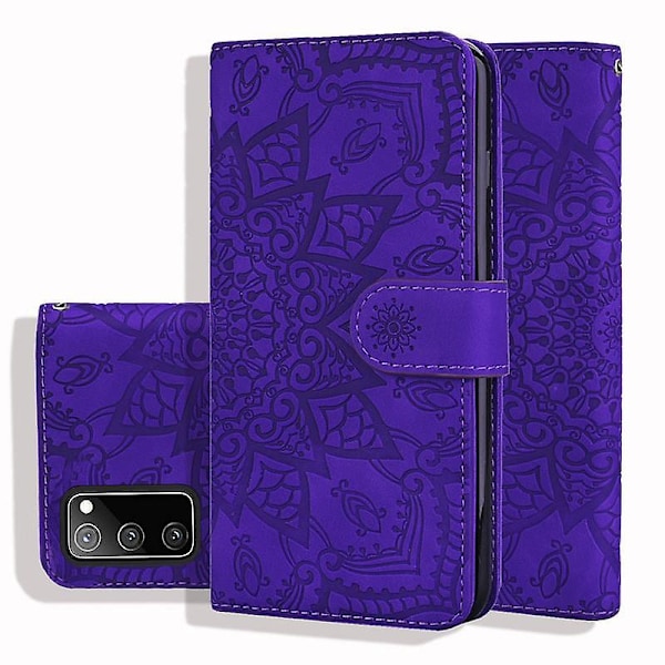 Plånboksfodral för Samsung Galaxy S20 FE Premium PU Läder Flip Cover Mandala[HK] Purple