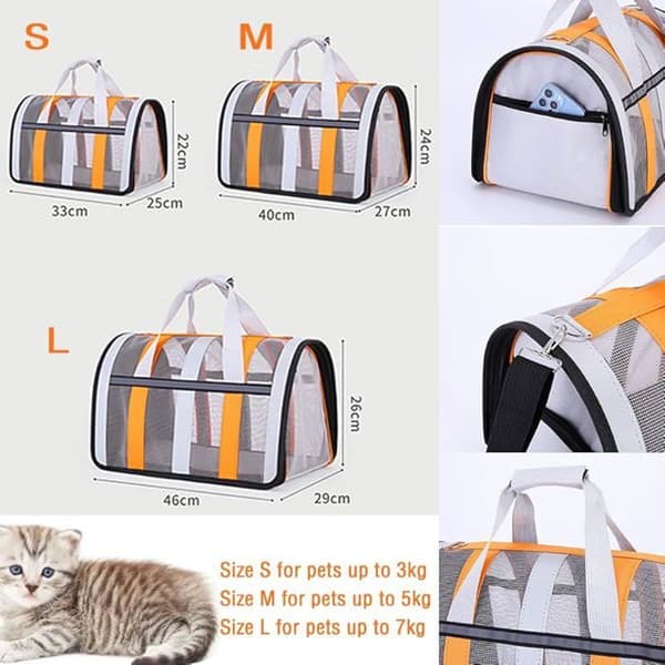 Pustende Sammenleggbar Katte- og Småhundebærer - Lyseblå (40x27x24 cm) blå BÆREKASSE (YJD)