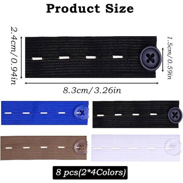 8 delar elastisk midjeförlängare, justerbar bältesförlängare, elastisk knappförlängare, lämplig för jeans, multifunktionell stängning [YJD][YJD]