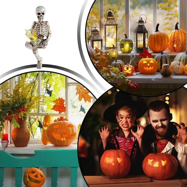 Skeletstatue til Halloween-dekoration, skeletfigur til haveblomsterpotte (JYD)