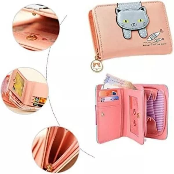 Liten damplånbok, kattmönster, Kawaii (YJD)