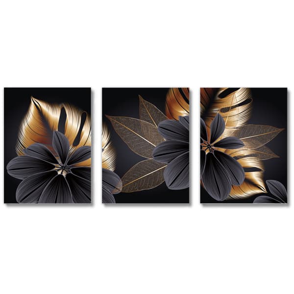 Modern väggkonstdekor för vardagsrum och sovrum - Guld, Grön, Blommor, Oinramad 40x60cm[YJD]