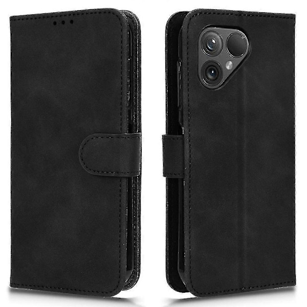 Yhteensopiva Fairphone 5 -kotelo lompakolla, jalustalla ja pudotussuojalla, puhelimen nahkakansi [HK] Black