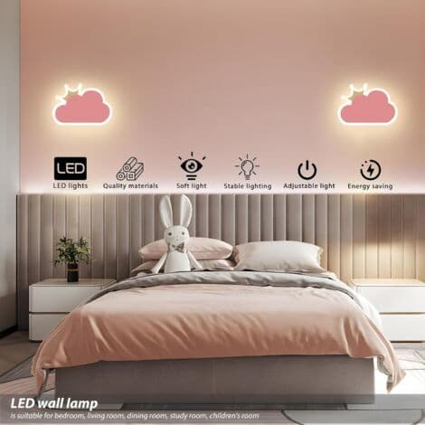 15W LED Vägglampa, Rosa Trefärgad Molnform - 220V, Modern Barnrumsbelysning[YJD]