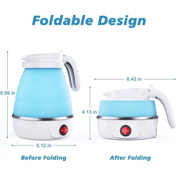 Mini Foldbar Elkedel Silikone Sammenklappelig Blå[YJD]
