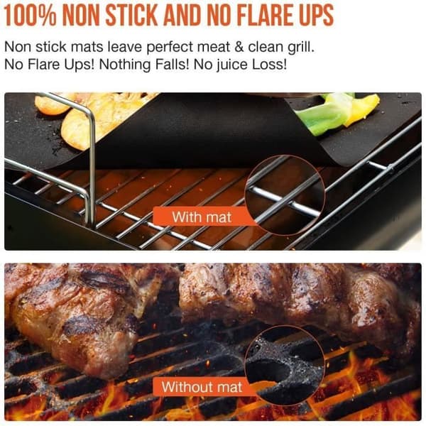 CLYCTIP BBQ Bageplader, Grillmåtter til BBQ og Ovn, Sæt med 5, 40cm*33cm Non-Stick BBQ Plader e 2640 (YJD)