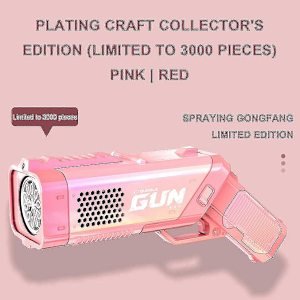 Kampanj 50% Rabatt Bubble Gun, Automatisk Bubbelmaskin Med 3 Bubbellösningar, 10-håls Bubbelblåsleksak Med Ljus och Ljud För Barn Vuxna G[HK] Pink