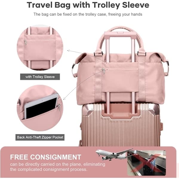 Stor Vanntett Reiseveske 45x36x20 cm, Vanntett Reiseveske[YJD] Pink