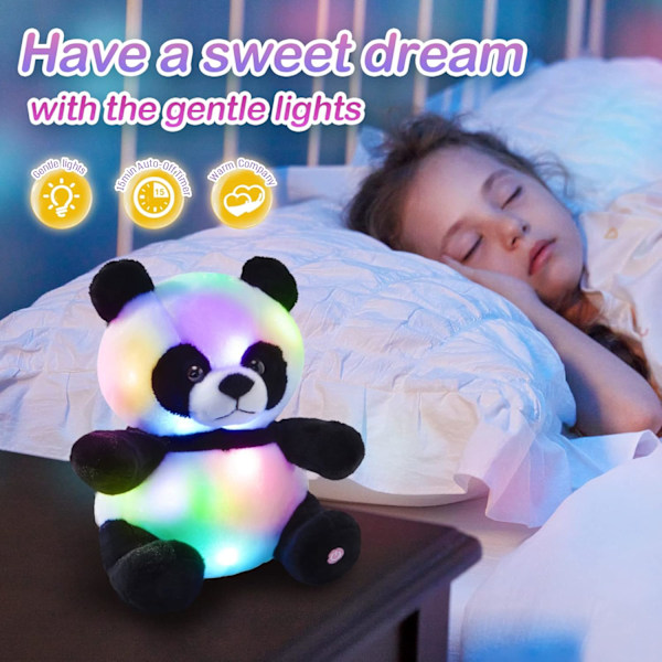 \"Lysande Panda Plyschleksak LED Panda Björn Mjuk Gosedjur Lysa i Mörkret Sovkompis med Nattlampor Födelsedag för Småbarn Barn,[YJD]