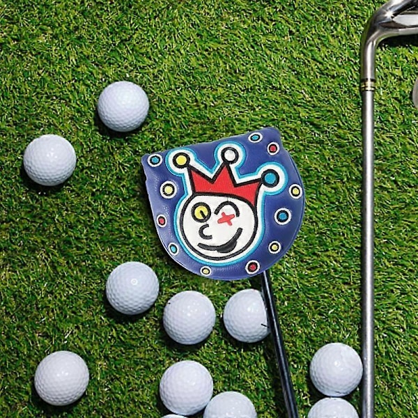 Golf Putter Huvudskydd Vattentätt Clown Design Golfklubba Roliga Skydd Halvcirkel PU Kort Hals Golfklubba Huvudskydd Tillbehör För[YJD] Black