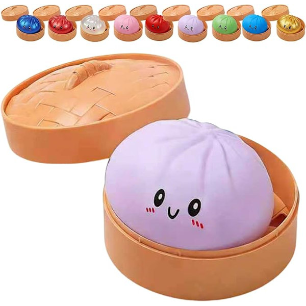 Glitter Dumpling, Glitter Dumpling Squishy med æske, Dumplings Sensorisk Klemmelegetøj til Stresslindring Purple