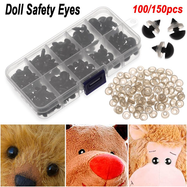 Muovista valmistetut DIY-tarvikkeet eläinnukeille, turvallisuus silmät [kk] 100PCS