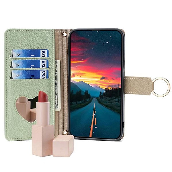 Til Samsung Galaxy S22+ 5G Lynlåslomme Etui PU Læder Crossbody Telefon Cover Wallet - Hvid[HK] Green Style B Samsung Galaxy S22+ 5G