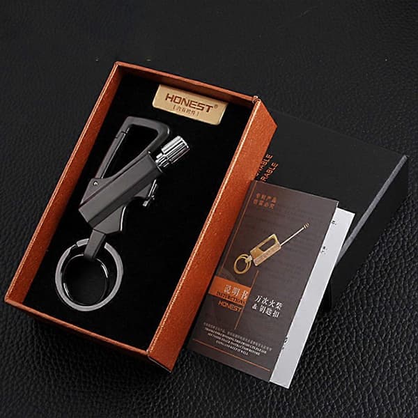 Permanent Metal Lighter Nøglering Flint Ildstarter med Flaskeåbner til Vandring Camping[YJD] Black