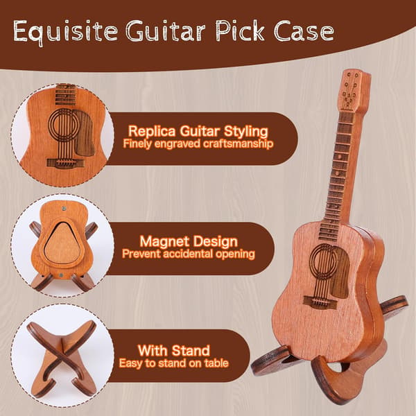 3-delade plektrum gitarr träplektrum gitarr, trägitarrplektrum gitarrplektrumhållare mini trägitarrplektrum plektrumfodral gitarrplektrum Gu[YJD]