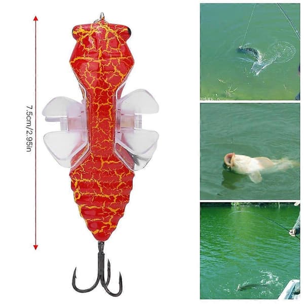 Hårdt fiskelokkemiddel Bionisk cikadeformet fiskemadding med roterende propeller diskantkrog 7,5 cm[YJD]