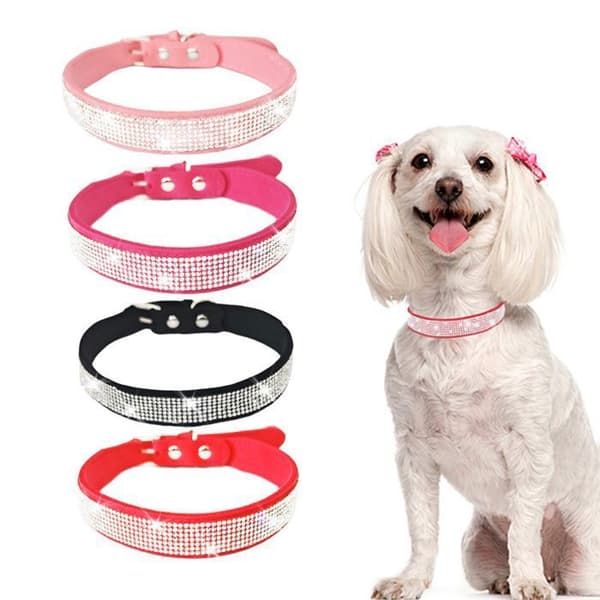 Justerbart glänsande mockahalsband för hund - Rosa - L (YJD)