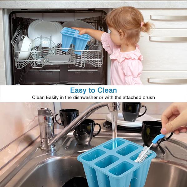 Silikone glasform til DIY ispinde med 6 huller blå[YJD] blue 6 celdas