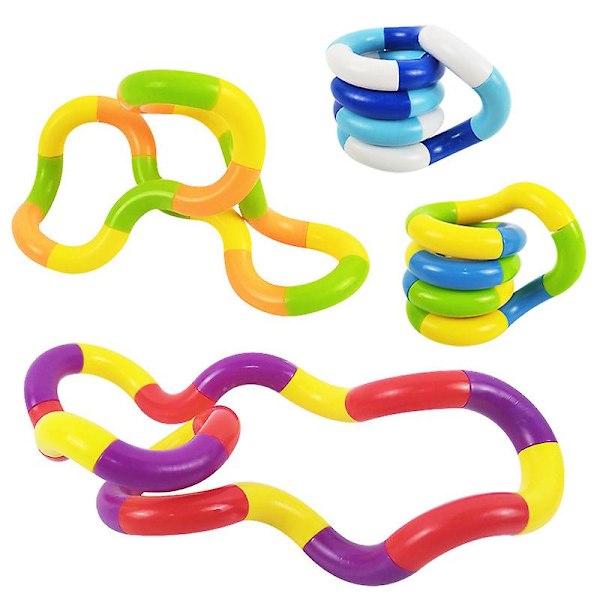 4-pak Tangle Fidget Legetøj Tangle Fidget Afspændingsterapi Stressaflastning Sanseligt Tangle Legetøj Stressaflastning Undervisningslegetøj (YJD)