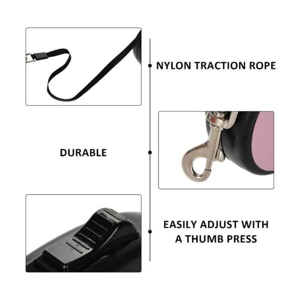 Infällbart koppel - MÄRKE - 5 meter - Rosa - Ergonomiskt - Nylon [YJD][YJD] Pink