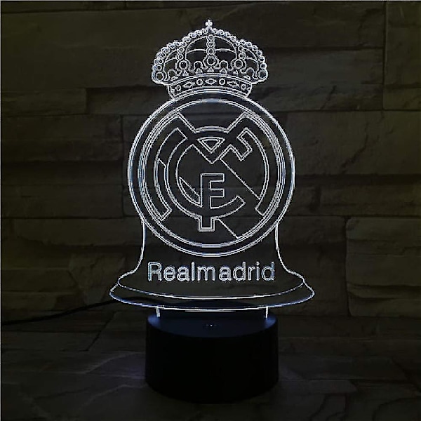 Wekity 3D LED Nattlampa Illusionlampa 16 Färgförändrande Dekorationslampa Perfekta Presenter För Barn (val) (Real Madrid) kk