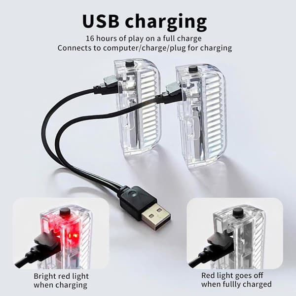Uppladdningsbara (2-pack) cykelekerbelysning, väderbeständig, 7 skiftande färger, rörelsesensor, kompatibel