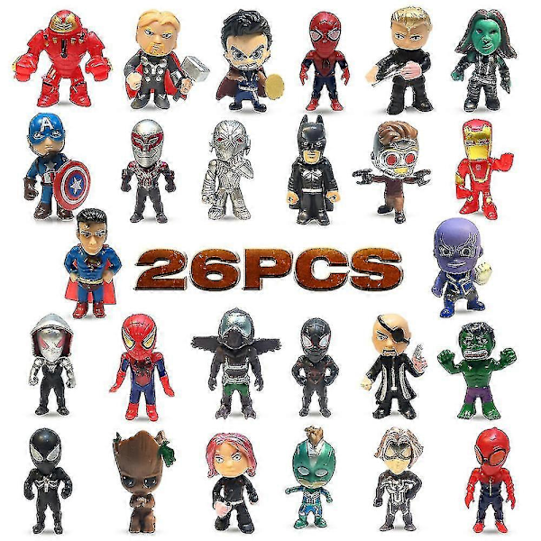 26 st Superhjälte Actionfigurer Set för Pojkar Mini Superhjältar Figurer Dekorationer Leksaker Figurer Födelsedagsfest Favoriter Tårta Dekoration Tillbehör -NMAOV