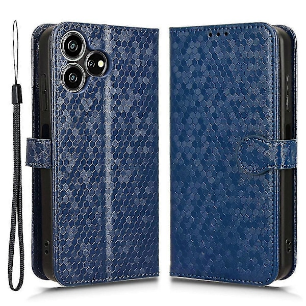 För ZTE Blade V50 Smart/Blade V50 Design 4G Läderfodral Prickmönstrat Flip Telefonfodral -[HK] Dark blue ZTE Blade V50 Smart